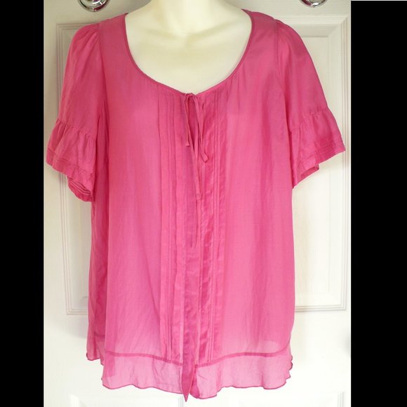 Gap Bright Pink Silk Blouse/Tunic M - Picture 7 of 7